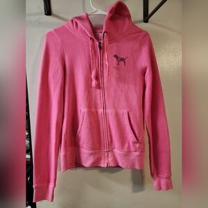 Victoria's secret hot pink zip up leopard print logo xs